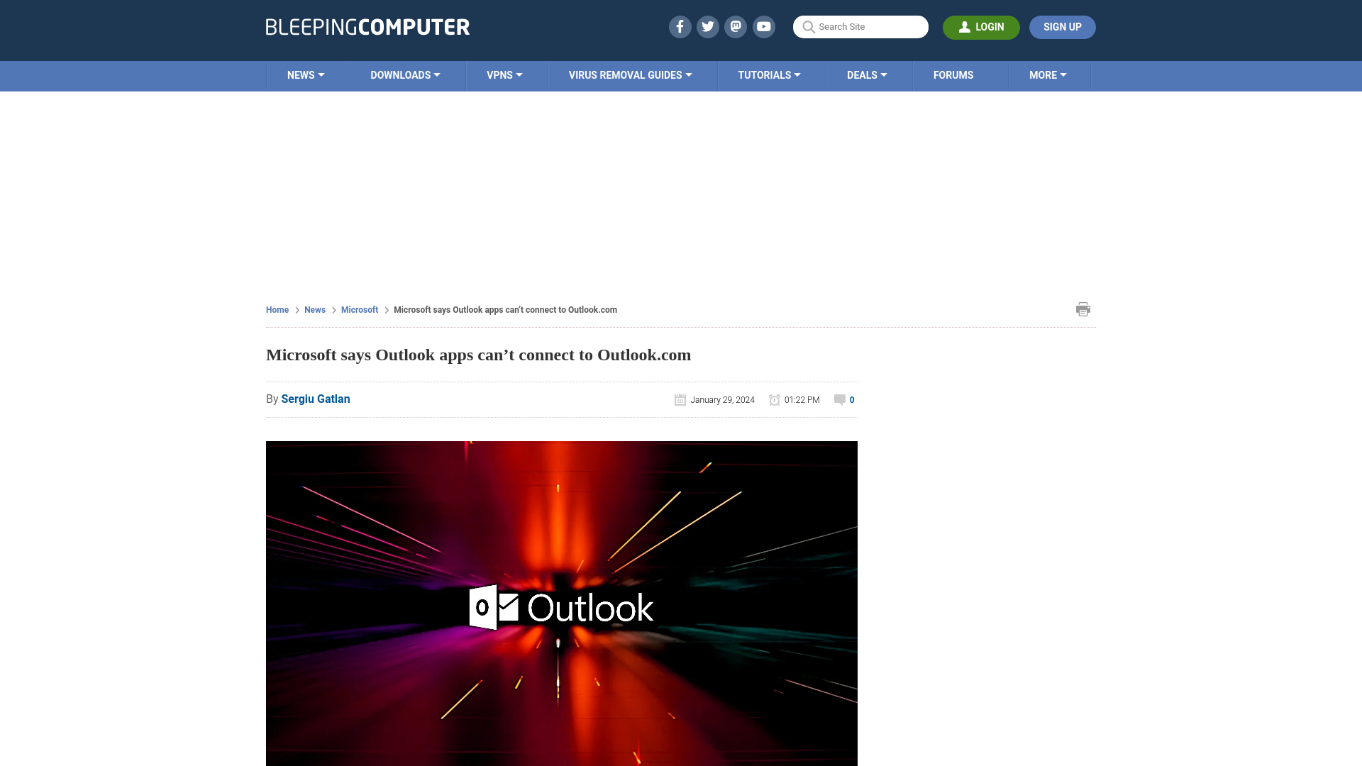 Microsoft says Outlook apps can’t connect to Outlook.com