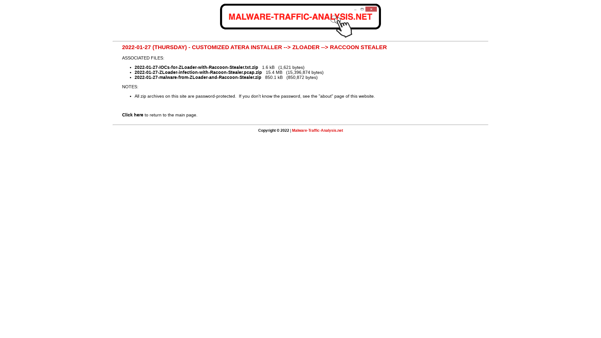 Malware-Traffic-Analysis.net - 2022-01-27 (Thursday) - Customized Atera Installer --> ZLoader --> Raccoon Stealer