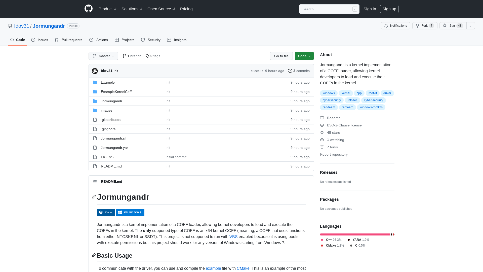 GitHub - Idov31/Jormungandr: Jormungandr is a kernel implementation of a COFF loader, allowing kernel developers to load and execute their COFFs in the kernel.