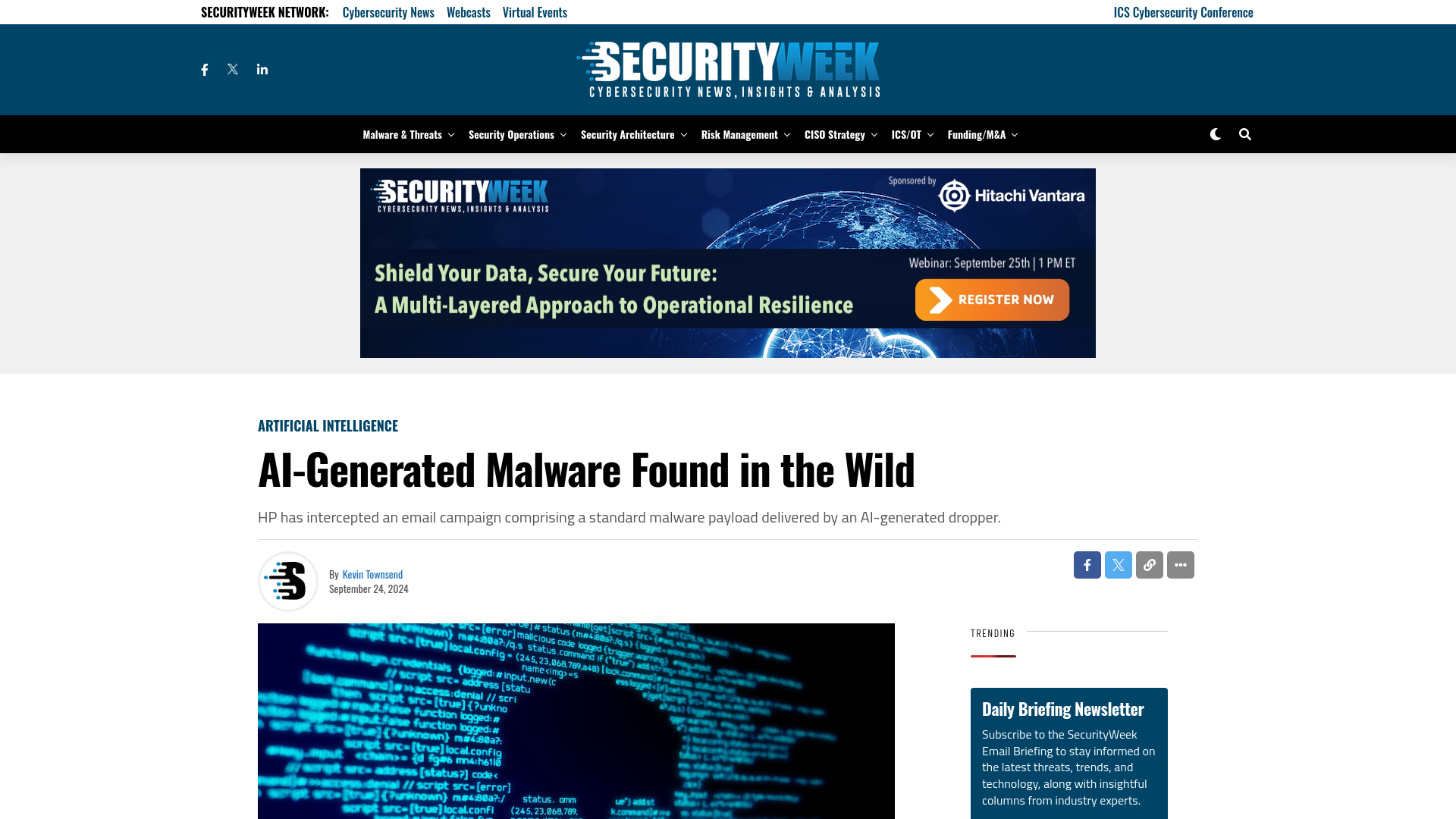 AI-Generated Malware Found in the Wild - SecurityWeek