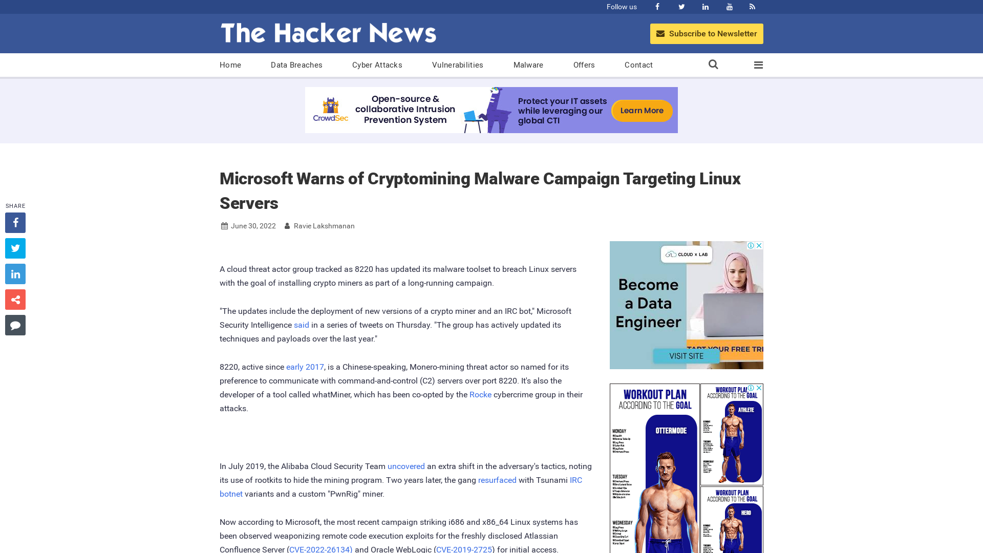 Microsoft Warns of Cryptomining Malware Campaign Targeting Linux Servers