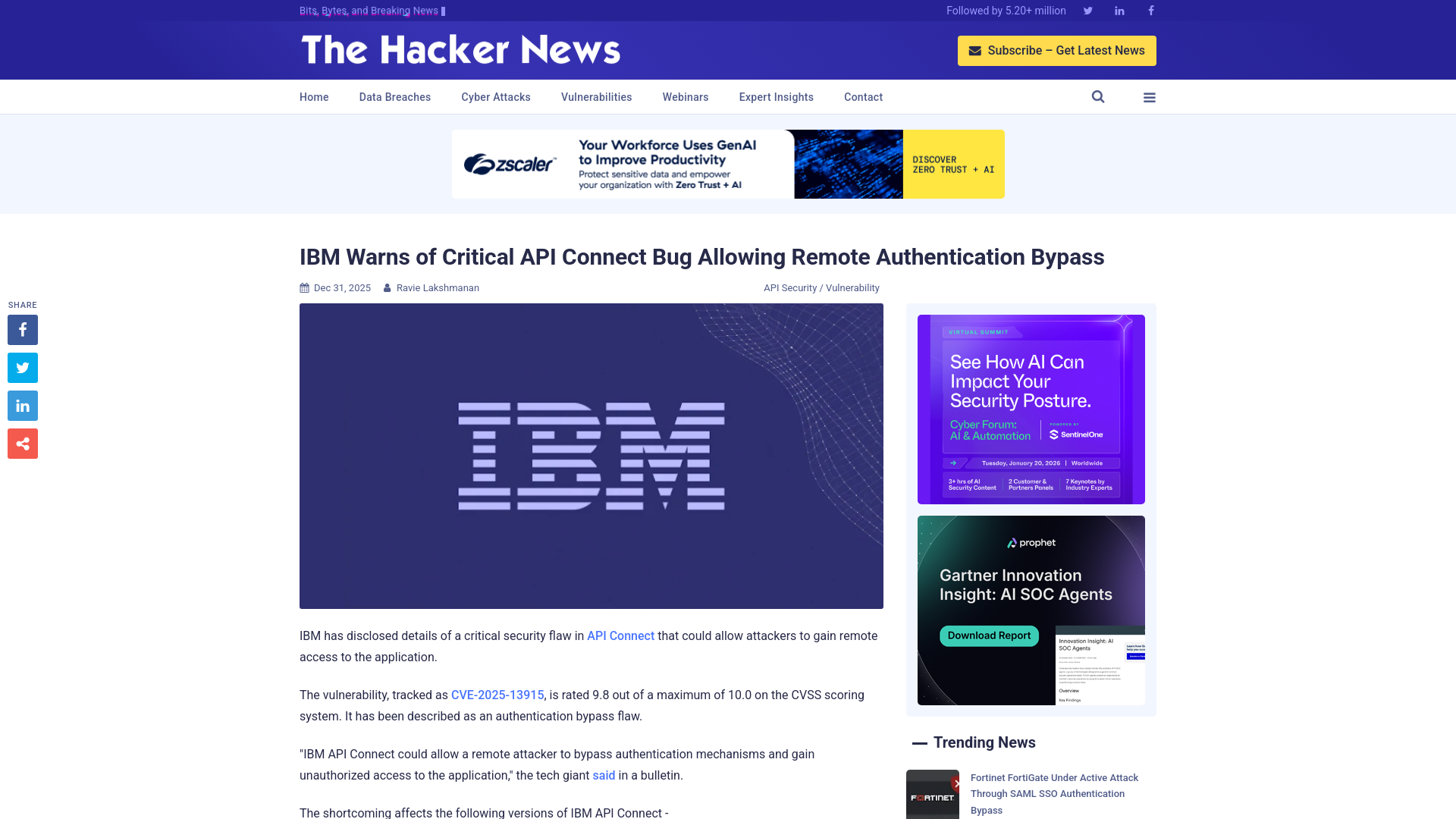 IBM Warns of Critical API Connect Bug Allowing Remote Authentication Bypass