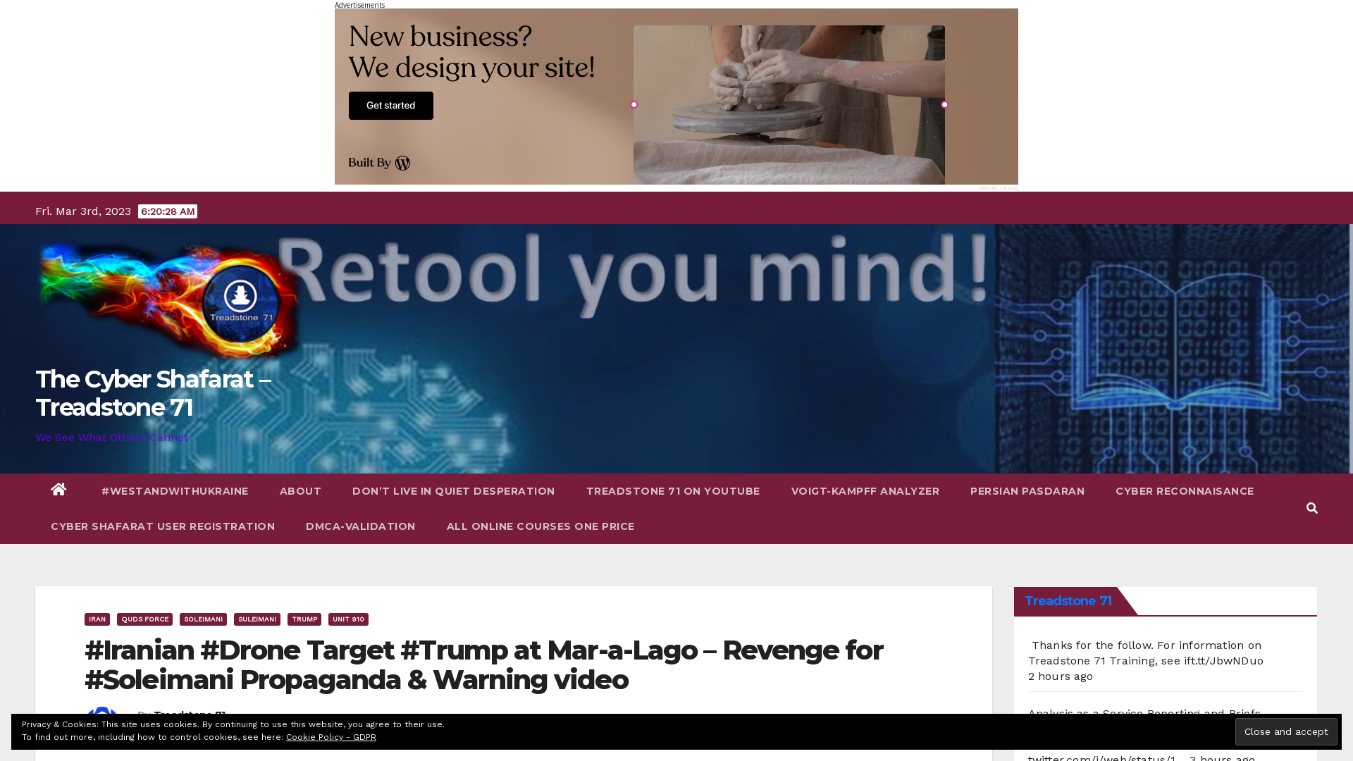 #Iranian #Drone Target #Trump at Mar-a-Lago – Revenge for #Soleimani Propaganda & Warning video – The Cyber Shafarat – Treadstone 71