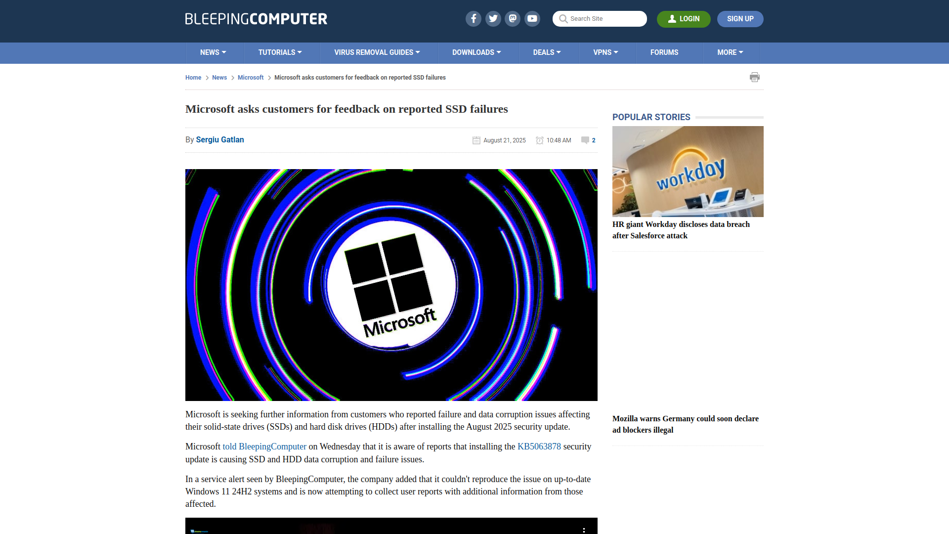 Microsoft asks customers for feedback on reported SSD failures