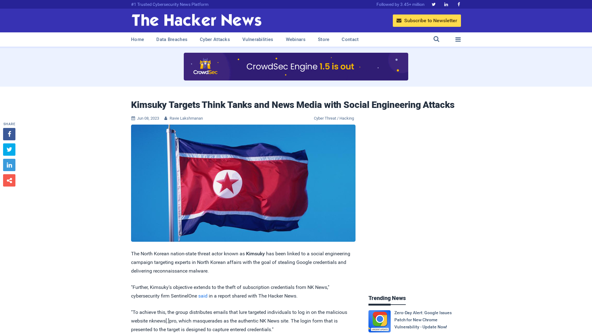 Kimsuky Targets Think Tanks and News Media with Social Engineering Attacks