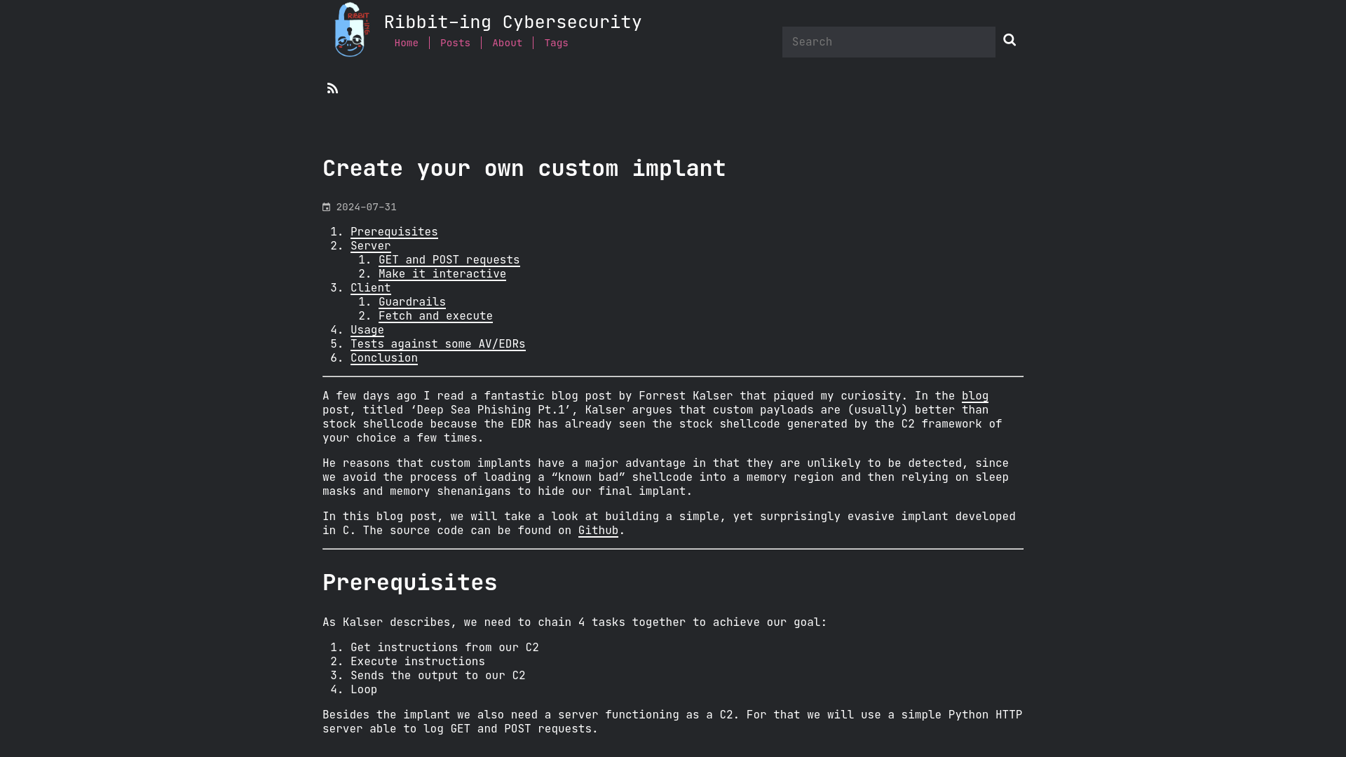 Create your own custom implant – Ribbit-ing Cybersecurity