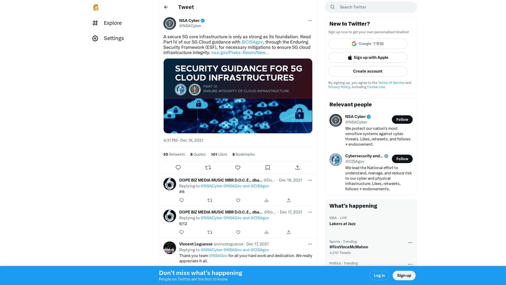 NSA Cyber on Twitter: "A secure 5G core infrastructure is only as strong as its foundation. Read Part IV of our 5G Cloud guidance with @CISAgov, through the Enduring Security Framework (ESF), for necessary mitigations to ensure 5G cloud infrastructure integrity. https://t.co/3ldzWF60Vp https://t.co/AqGdDNwysb" / Twitter