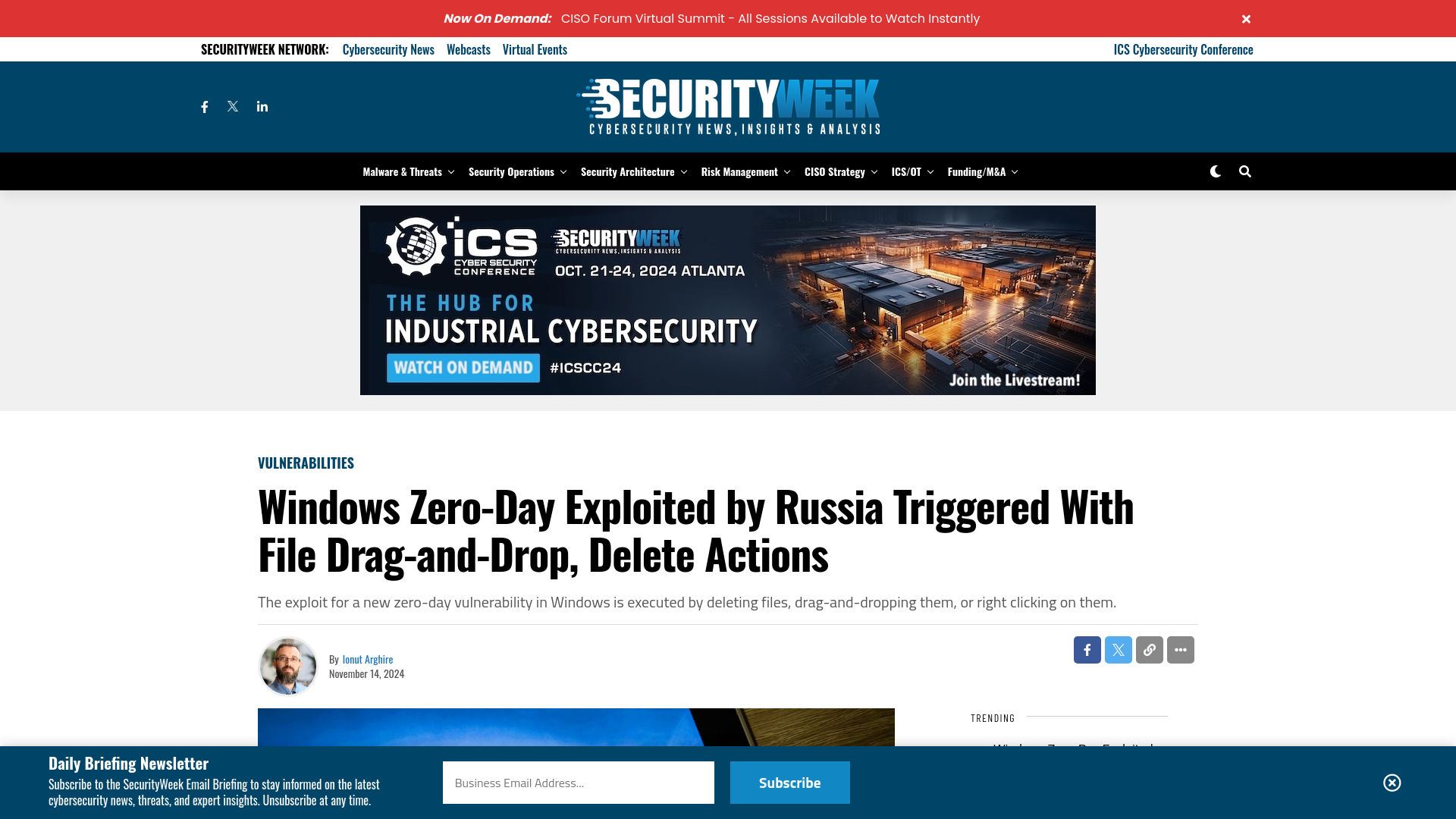 Windows Zero-Day Exploited by Russia Triggered With File Drag-and-Drop, Delete Actions - SecurityWeek