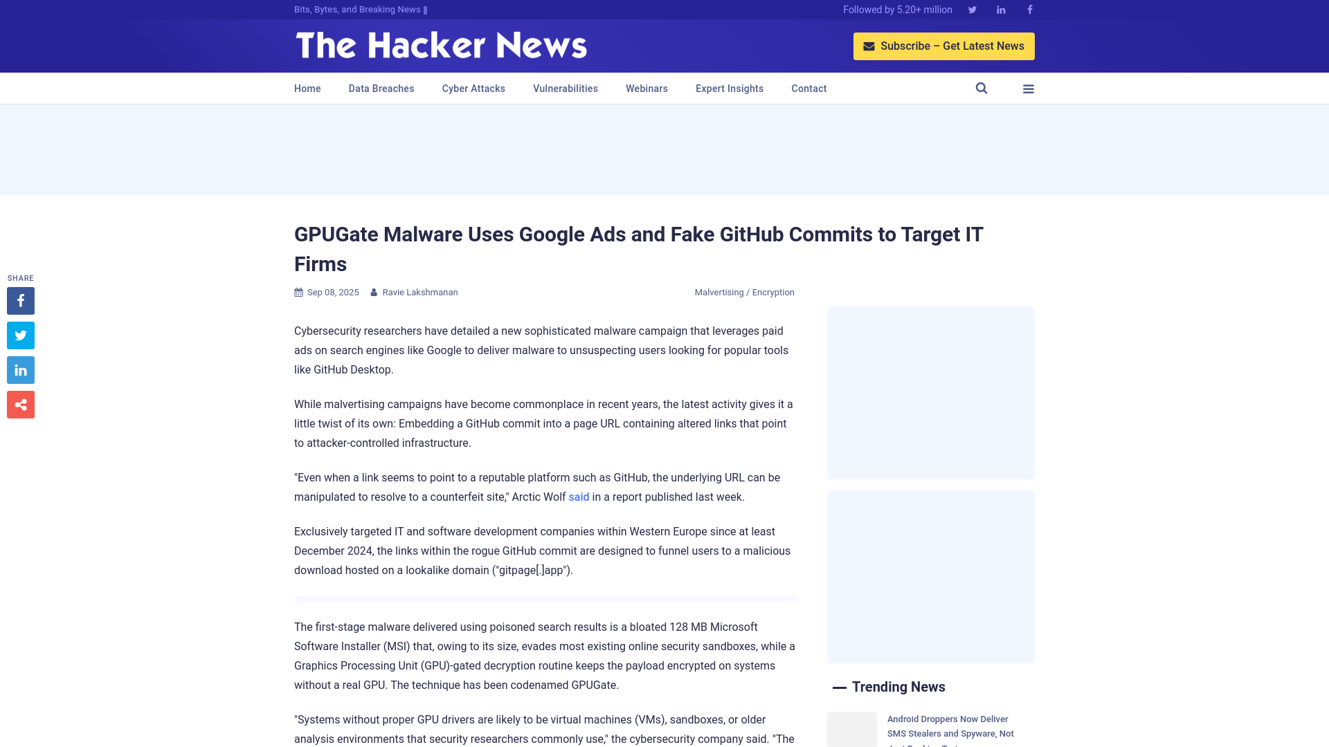GPUGate Malware Uses Google Ads and Fake GitHub Commits to Target IT Firms
