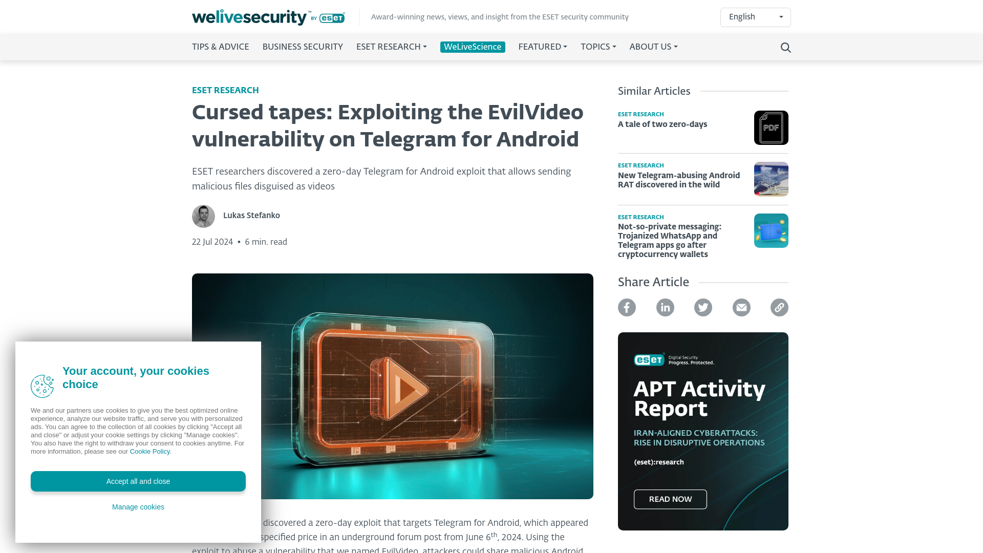 Cursed tapes: Exploiting the EvilVideo vulnerability on Telegram for Android