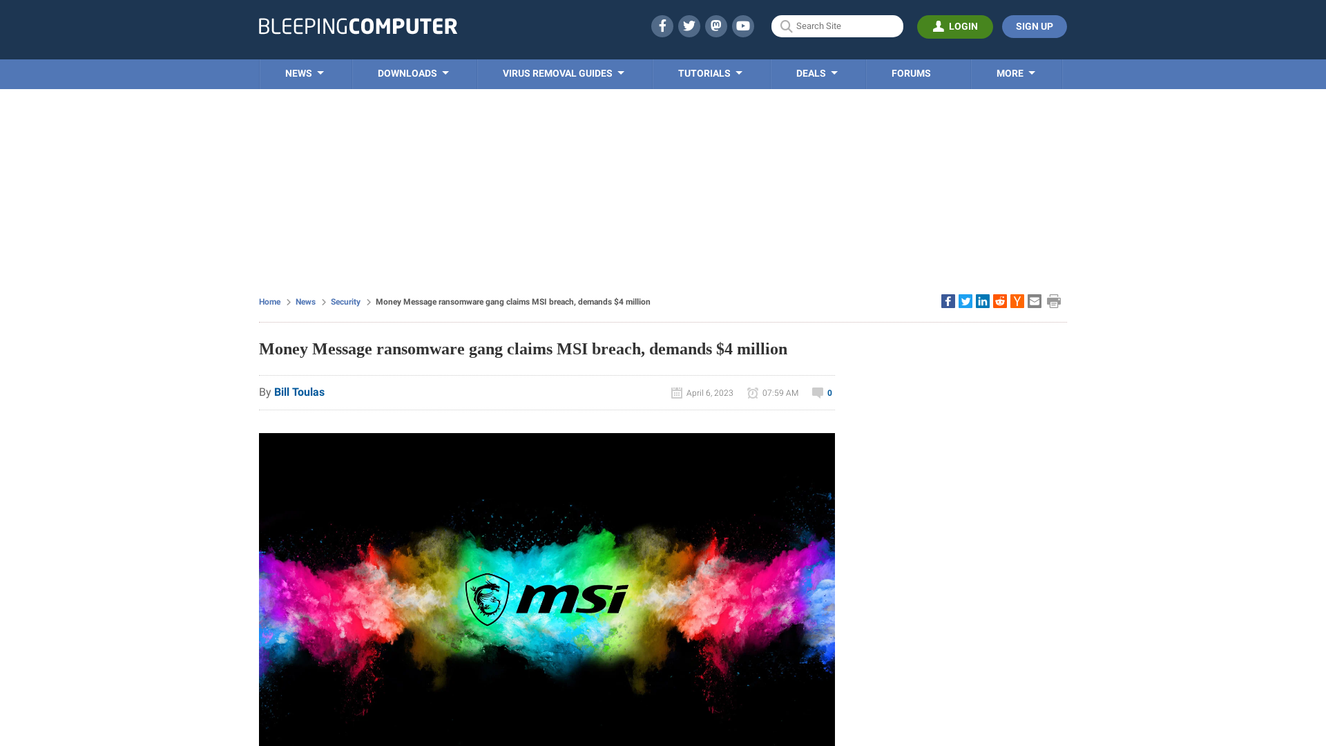 Money Message ransomware gang claims MSI breach, demands $4 million