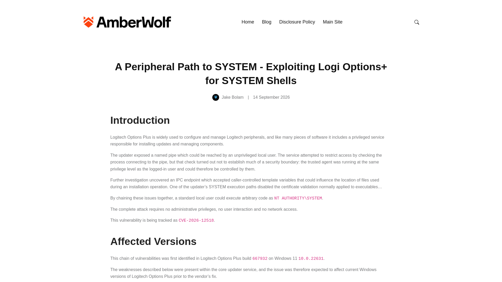 A Peripheral Path to SYSTEM - Exploiting Logi Options+ for SYSTEM Shells