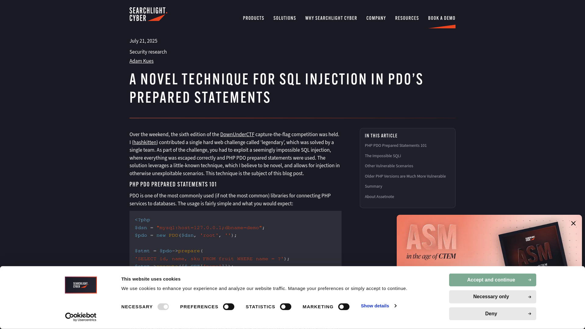 A Novel Technique for SQL Injection in PDO’s Prepared Statements › Searchlight Cyber