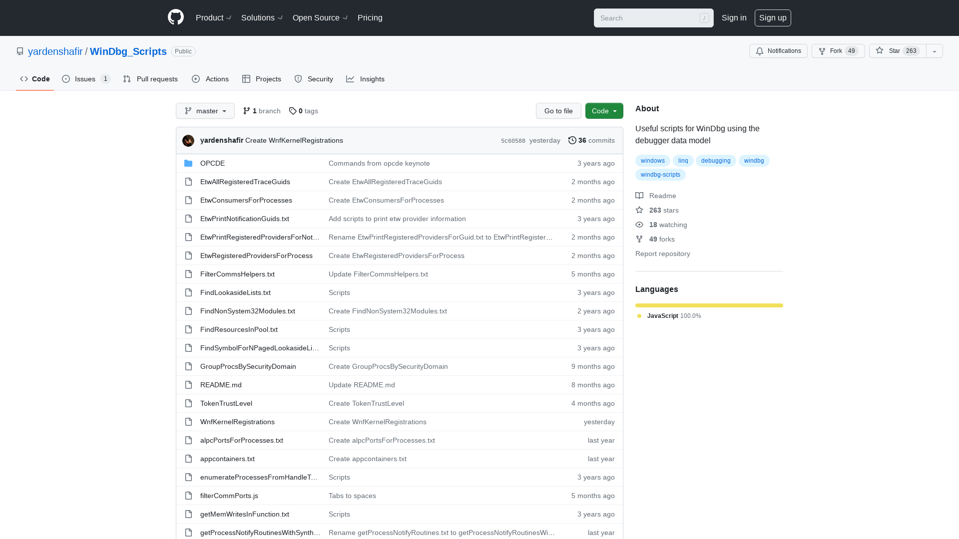 GitHub - yardenshafir/WinDbg_Scripts: Useful scripts for WinDbg using the debugger data model