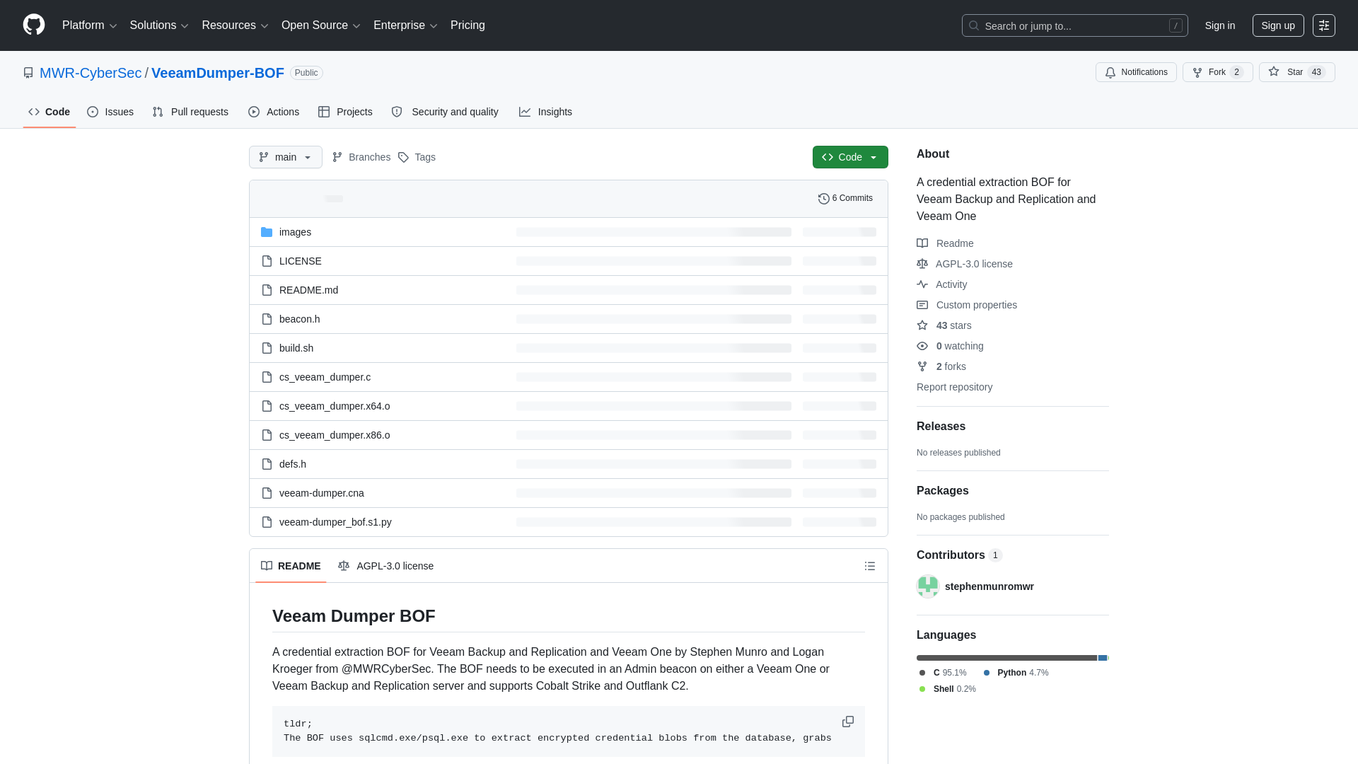 GitHub - MWR-CyberSec/VeeamDumper-BOF: A credential extraction BOF for Veeam Backup and Replication and Veeam One · GitHub