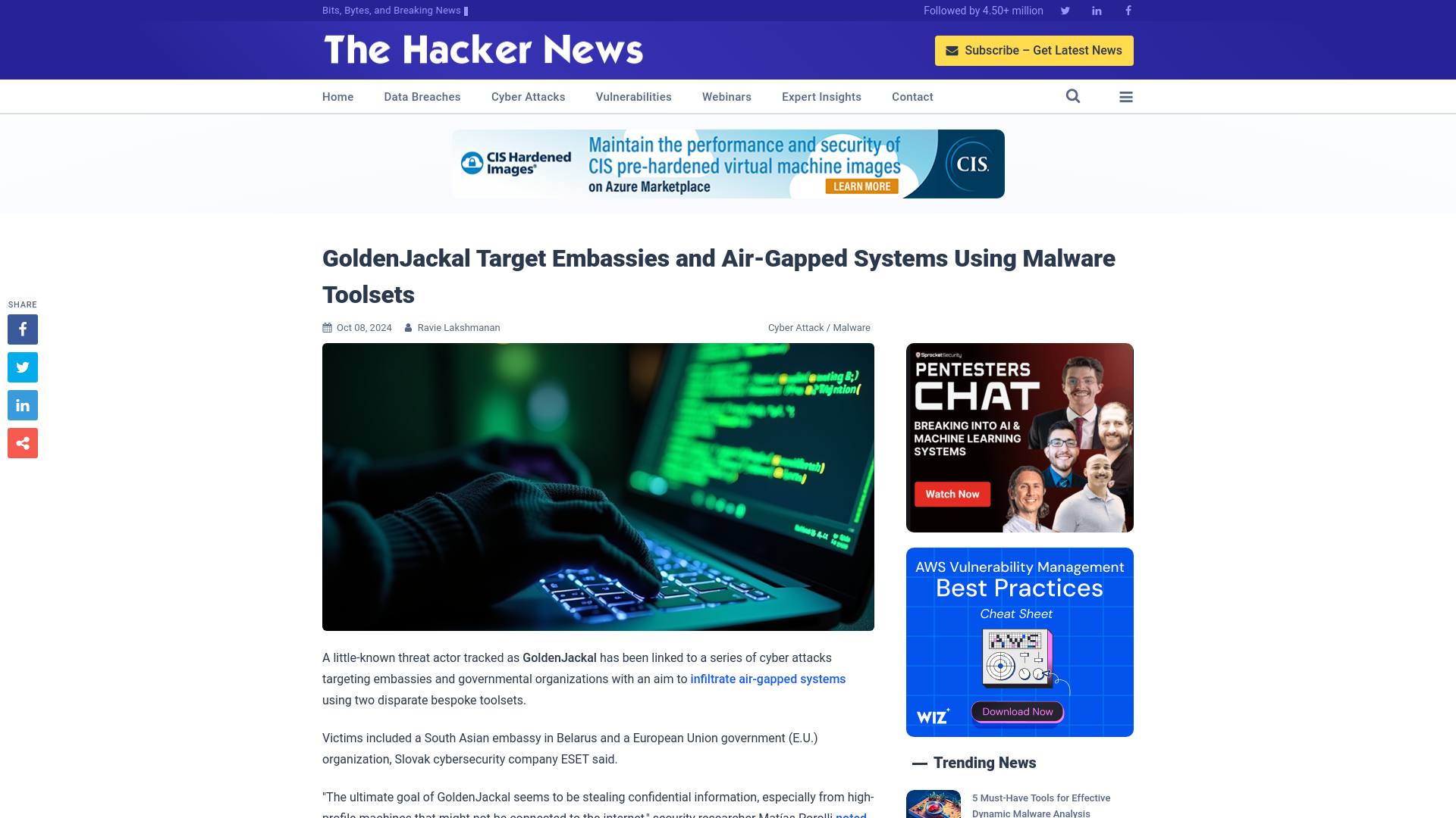 GoldenJackal Target Embassies and Air-Gapped Systems Using Malware Toolsets