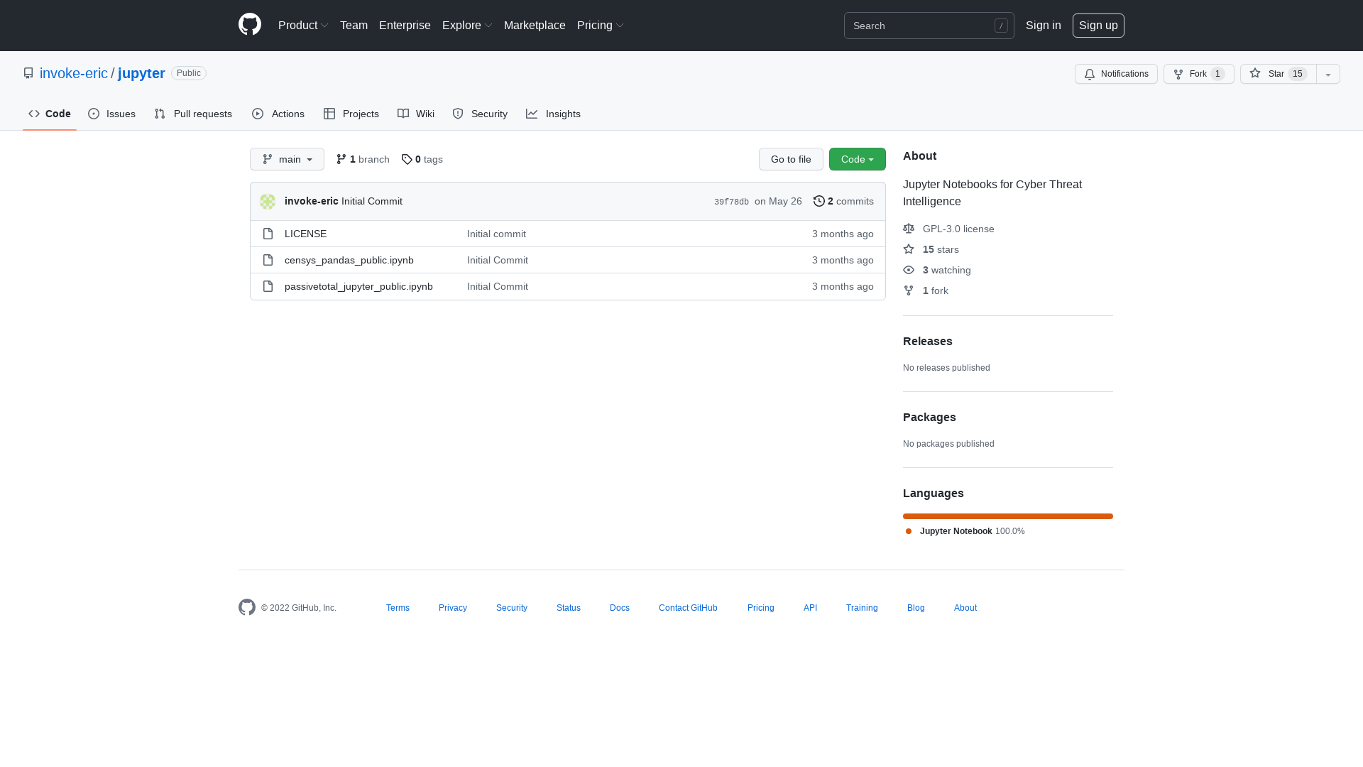GitHub - invoke-eric/jupyter: Jupyter Notebooks for Cyber Threat Intelligence