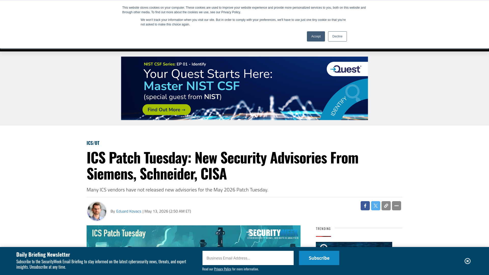 ICS Patch Tuesday: New Security Advisories From Siemens, Schneider, CISA - SecurityWeek
