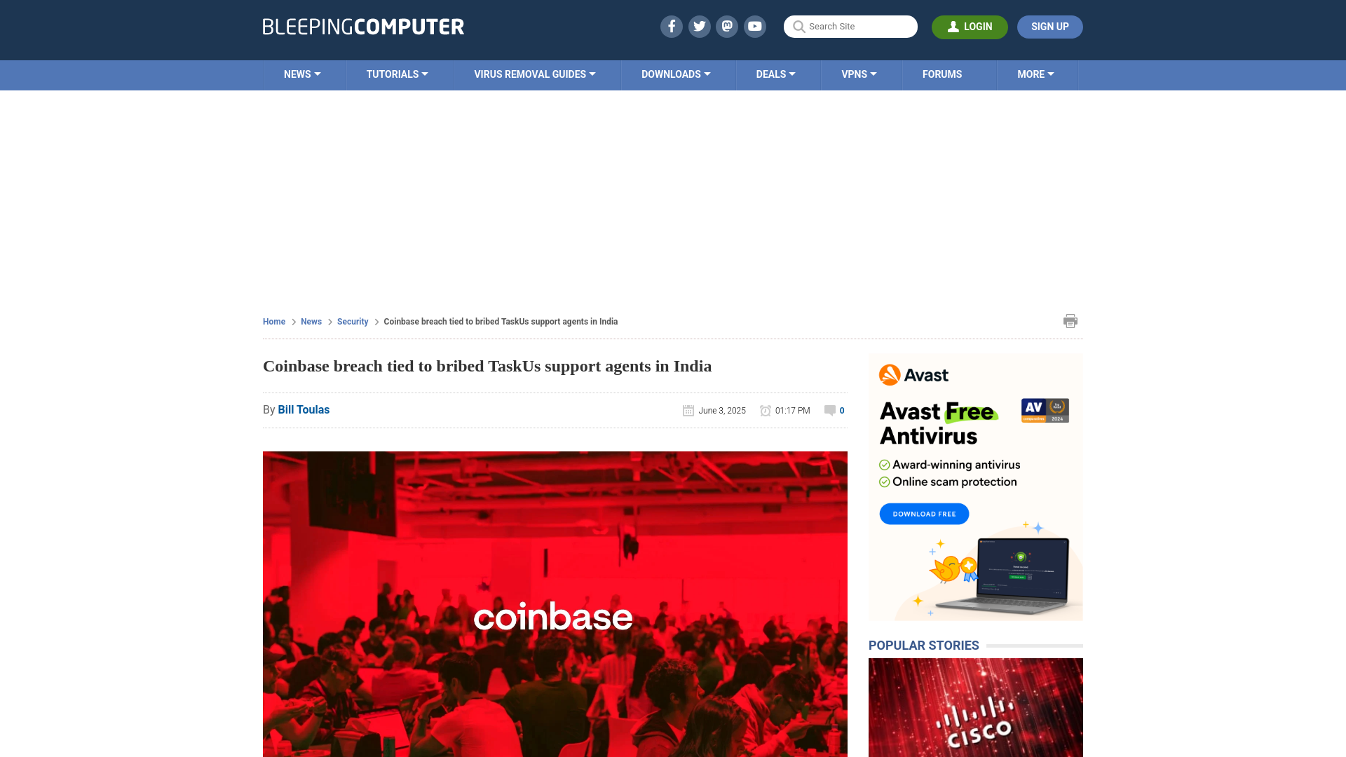 Coinbase breach tied to bribed TaskUs support agents in India