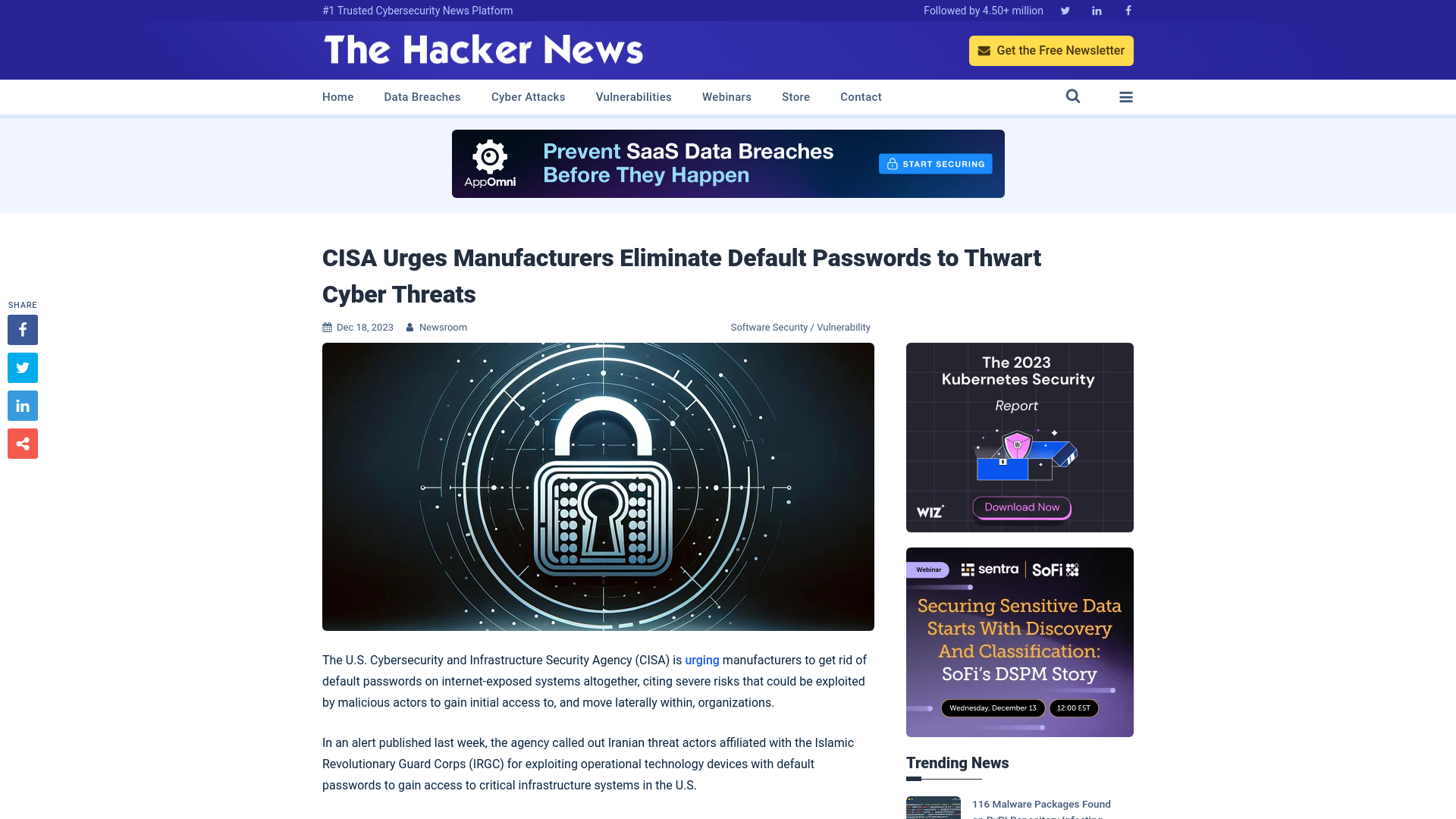 CISA Urges Manufacturers Eliminate Default Passwords to Thwart Cyber Threats