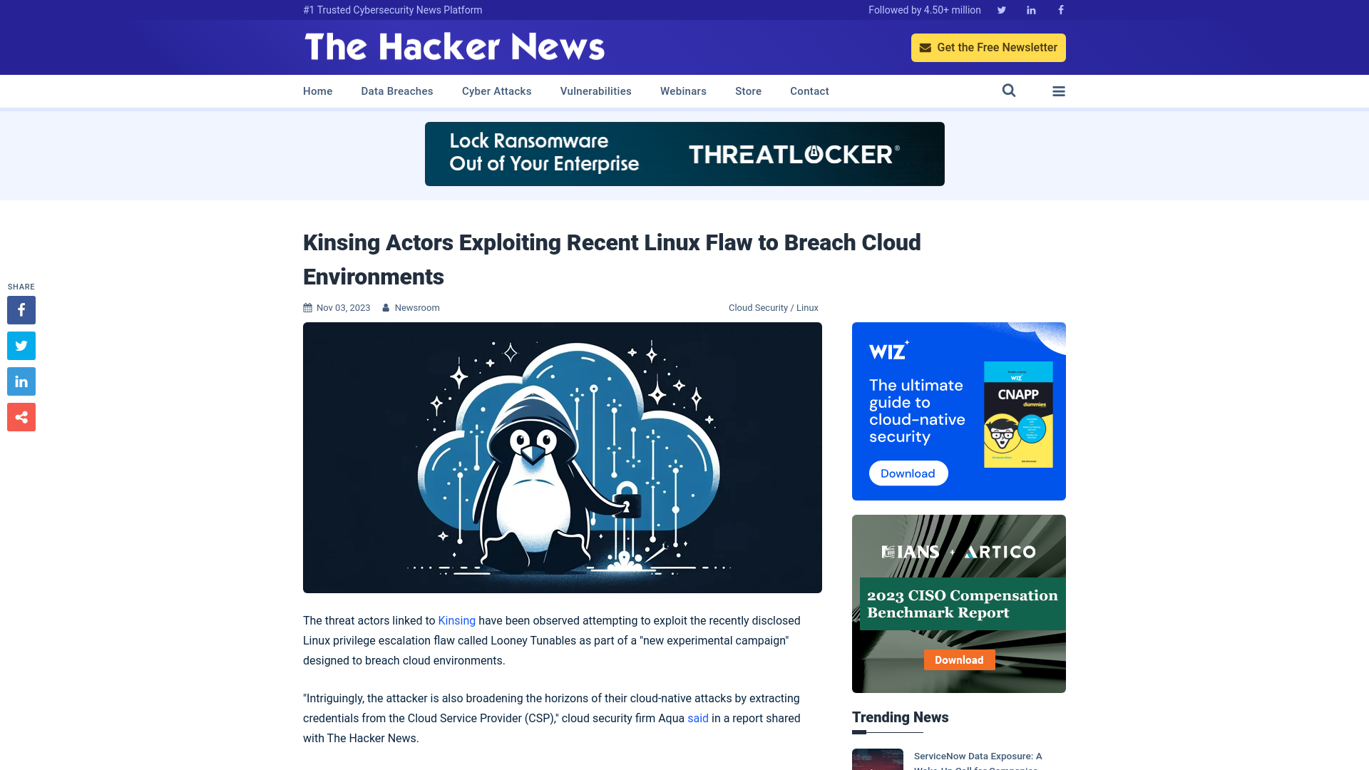 Kinsing Actors Exploiting Recent Linux Flaw to Breach Cloud Environments