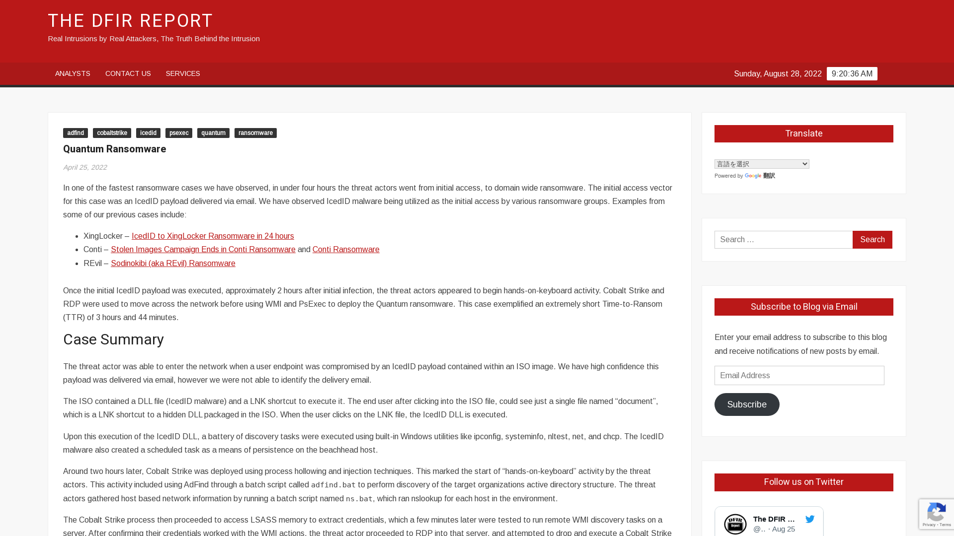 Quantum Ransomware – The DFIR Report