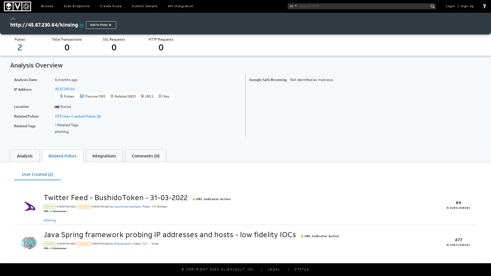 Url: http://45.67.230.64/kinsing - AlienVault - Open Threat Exchange