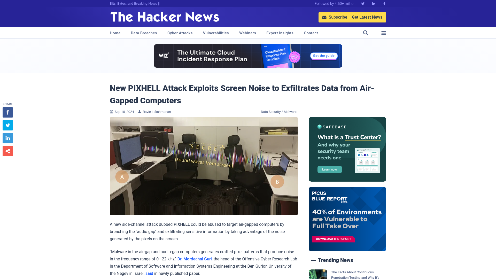 New PIXHELL Attack Exploits Screen Noise to Exfiltrates Data from Air-Gapped Computers