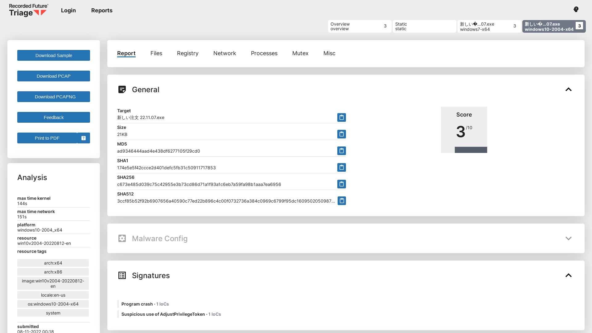 Triage | Behavioral Report