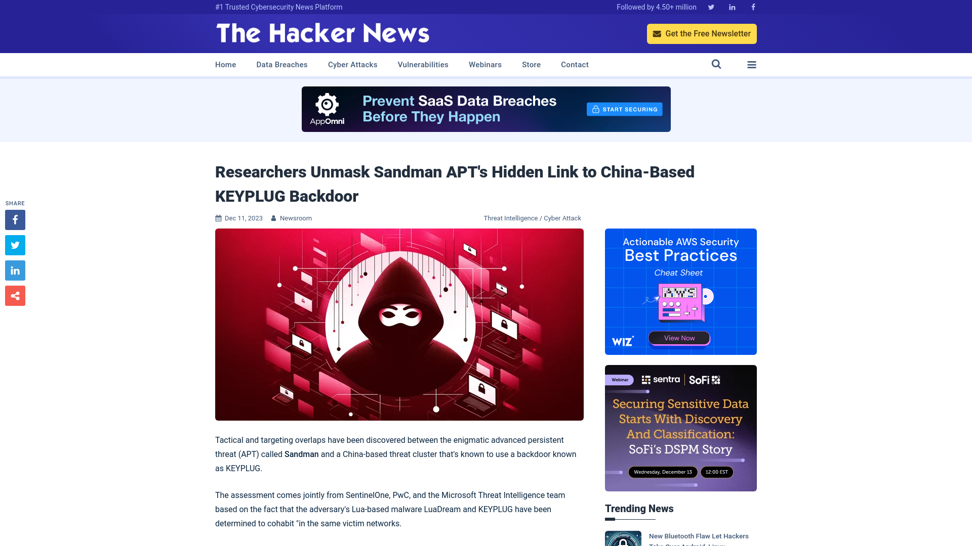 Researchers Unmask Sandman APT's Hidden Link to China-Based KEYPLUG Backdoor