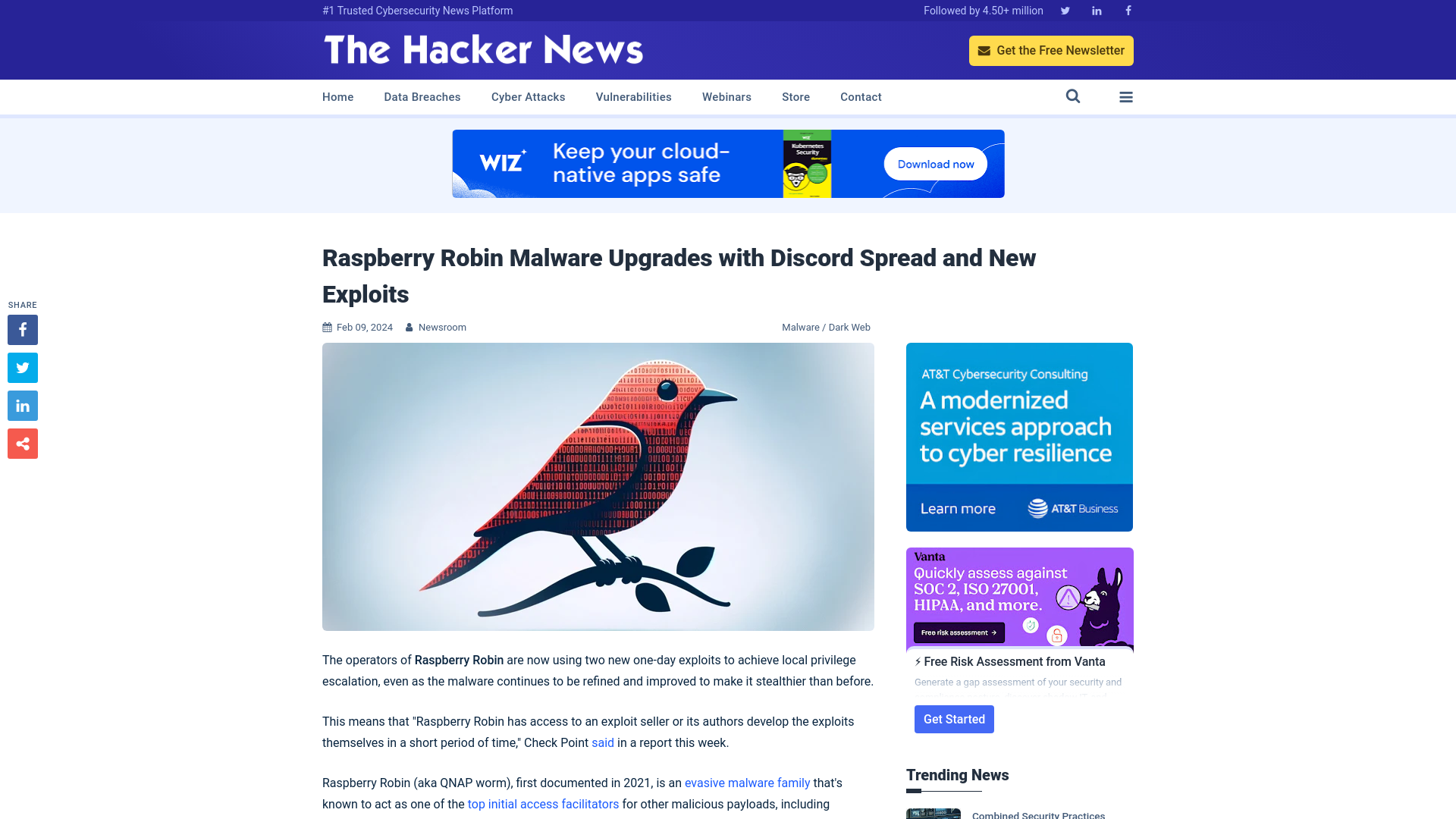 Raspberry Robin Malware Upgrades with Discord Spread and New Exploits