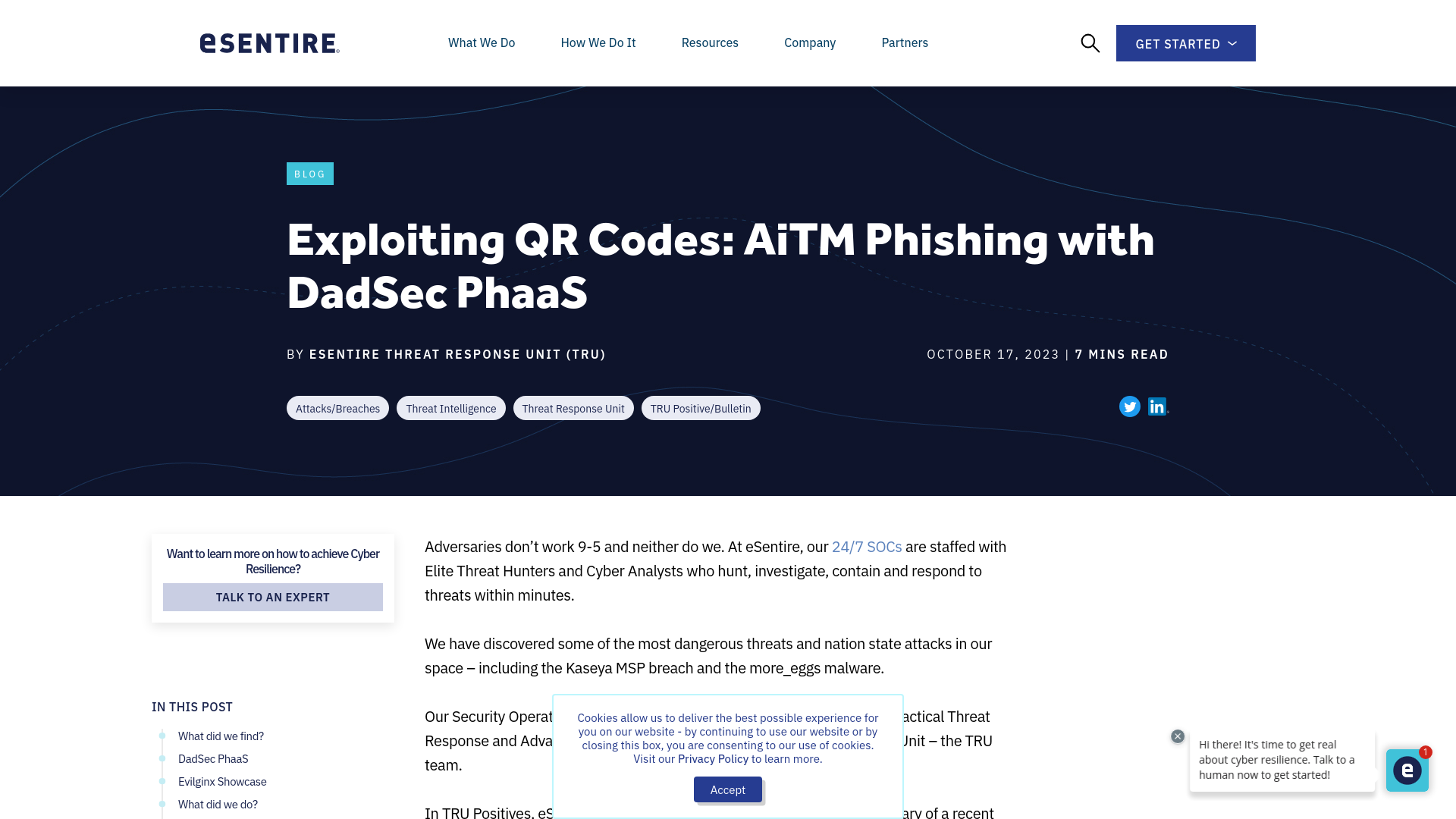 eSentire | Exploiting QR Codes: AiTM Phishing with DadSec PhaaS