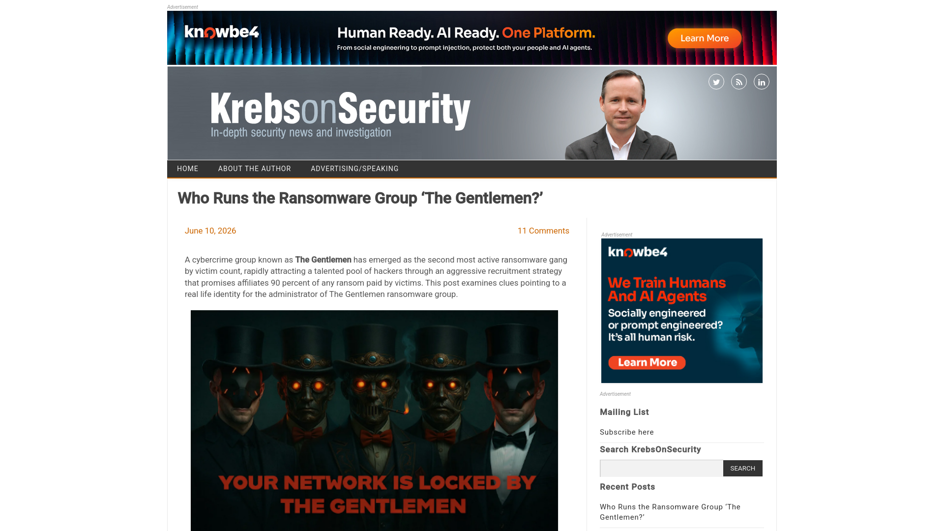Who Runs the Ransomware Group ‘The Gentlemen?’ – Krebs on Security