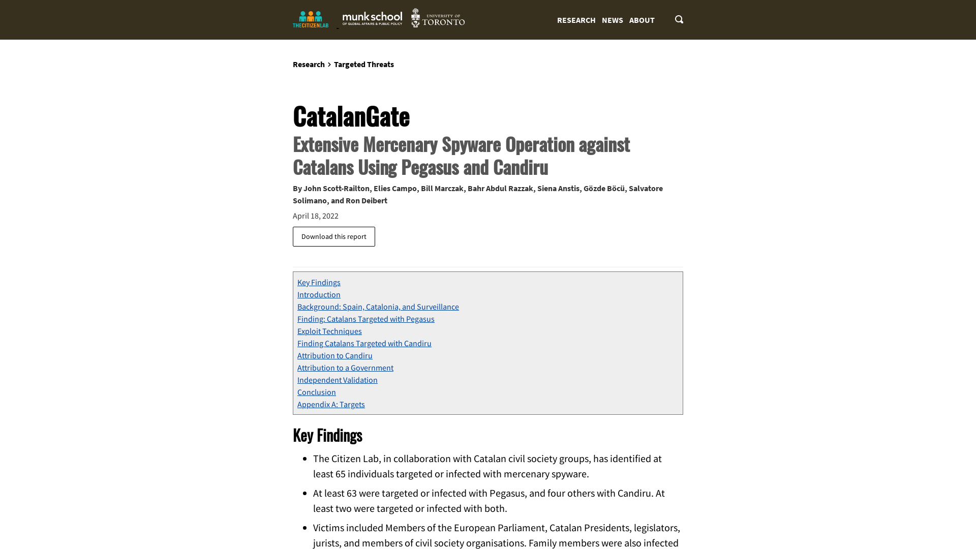 CatalanGate: Extensive Mercenary Spyware Operation against Catalans Using Pegasus and Candiru - The Citizen Lab