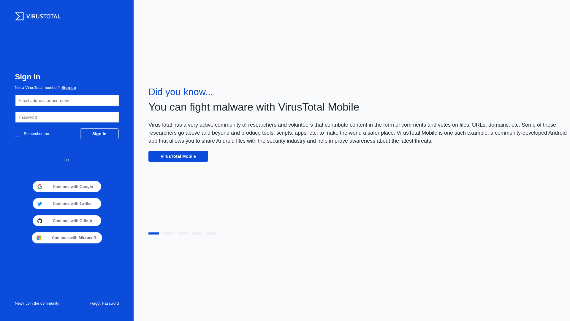 VirusTotal - Sign in