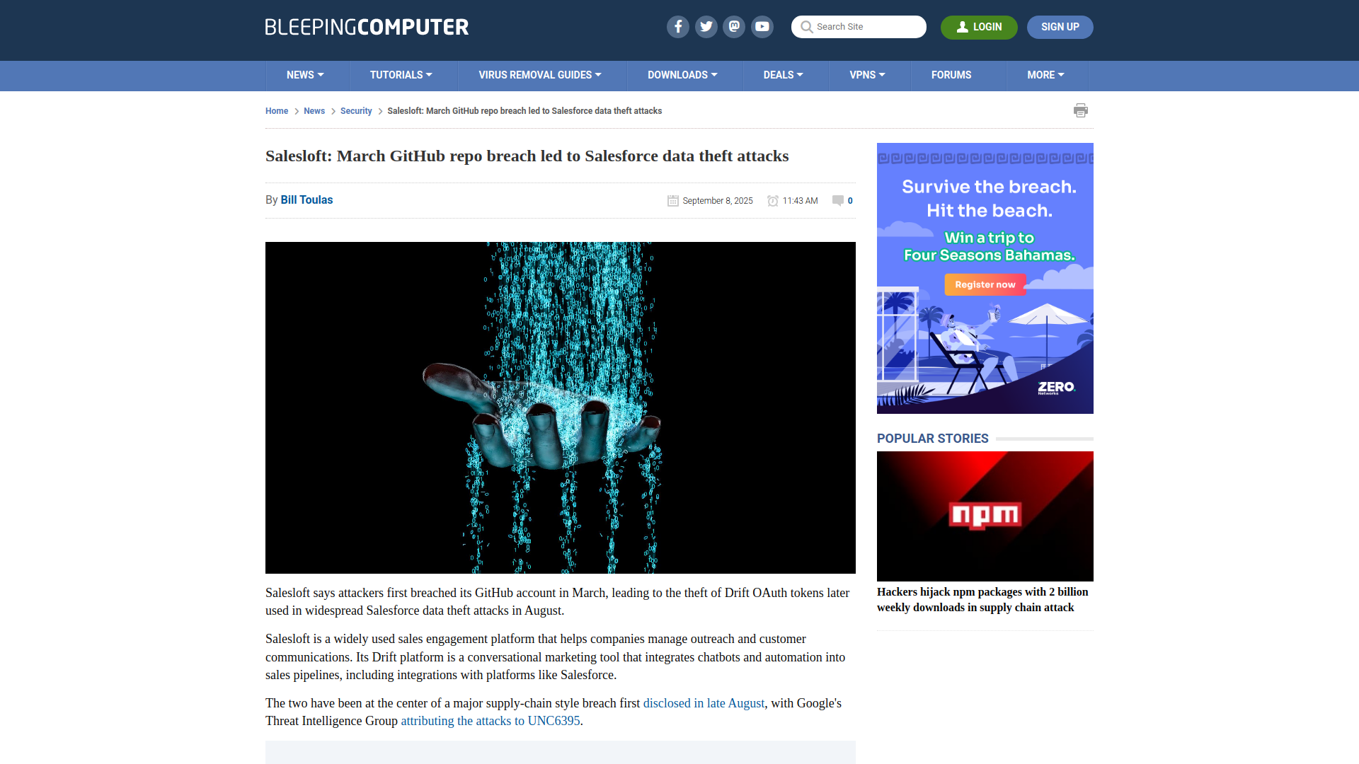 Salesloft: March GitHub repo breach led to Salesforce data theft attacks