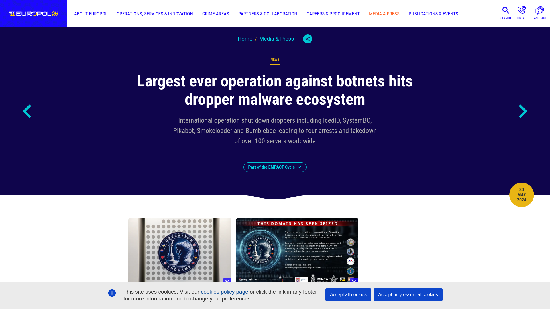 Largest ever operation against botnets hits dropper malware ecosystem | Europol