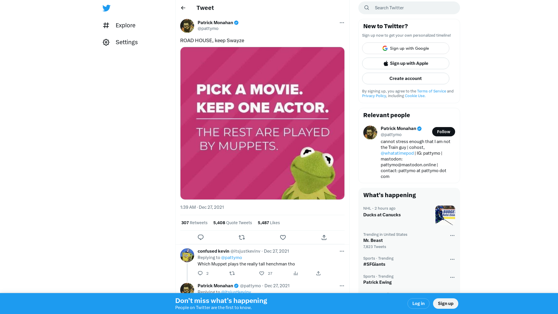 Patrick Monahan on Twitter: "ROAD HOUSE, keep Swayze https://t.co/AGdtVmzfly" / Twitter