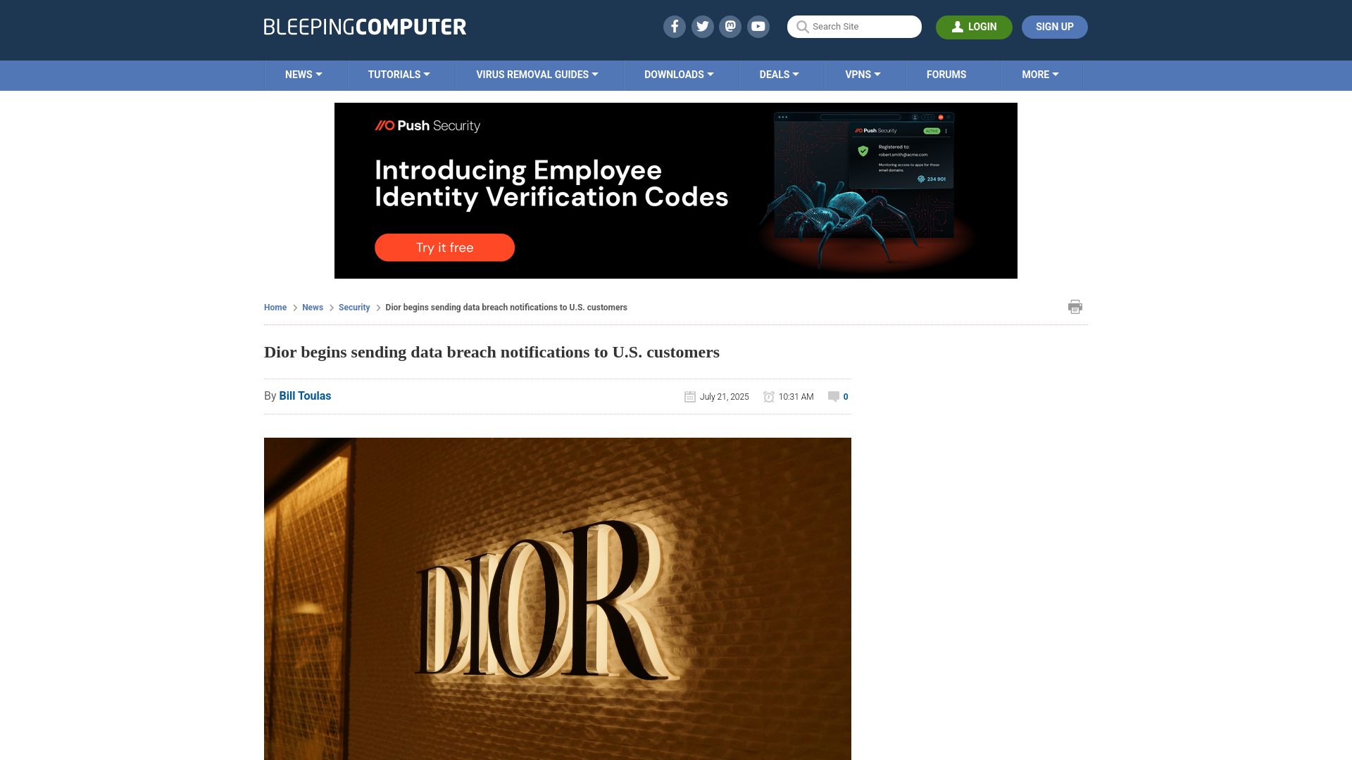 Dior begins sending data breach notifications to U.S. customers
