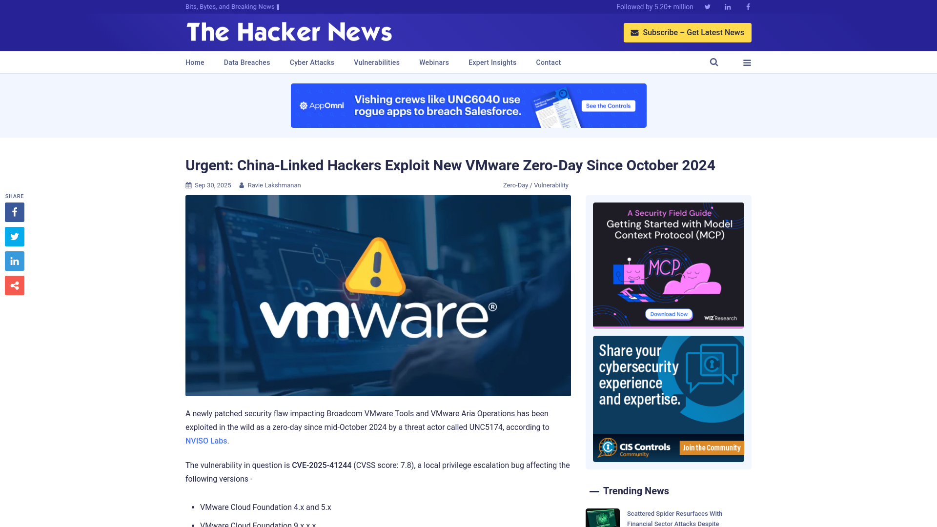 Urgent: China-Linked Hackers Exploit New VMware Zero-Day Since October 2024