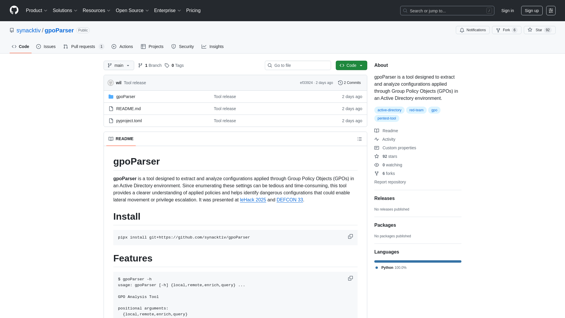 GitHub - synacktiv/gpoParser: gpoParser is a tool designed to extract and analyze configurations applied through Group Policy Objects (GPOs) in an Active Directory environment.