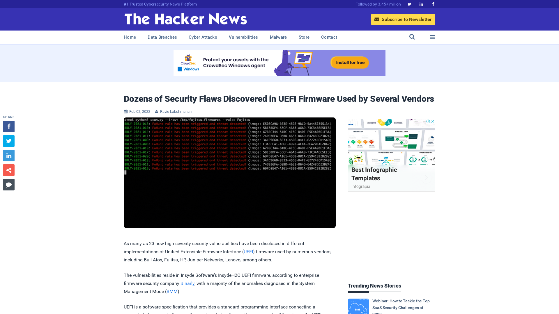 Dozens of Security Flaws Discovered in UEFI Firmware Used by Several Vendors