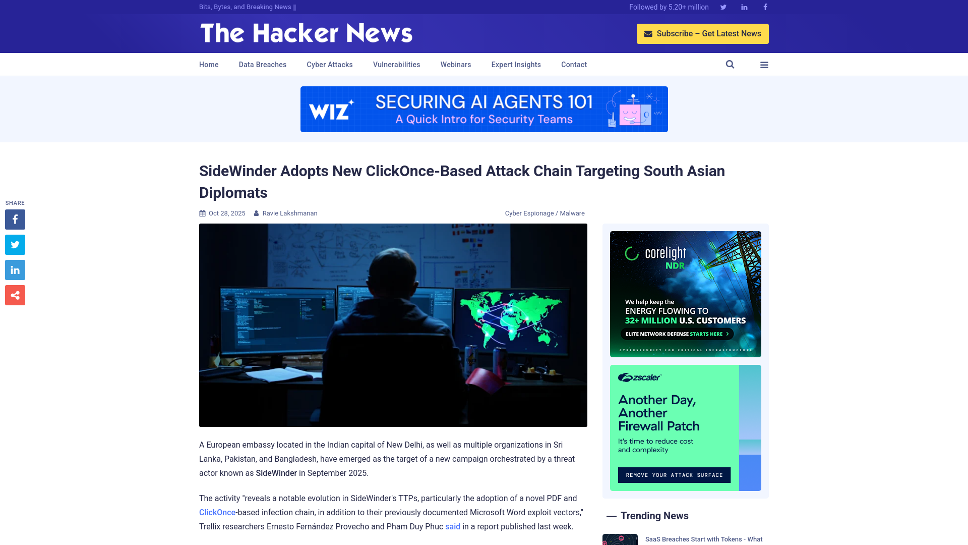 SideWinder Adopts New ClickOnce-Based Attack Chain Targeting South Asian Diplomats
