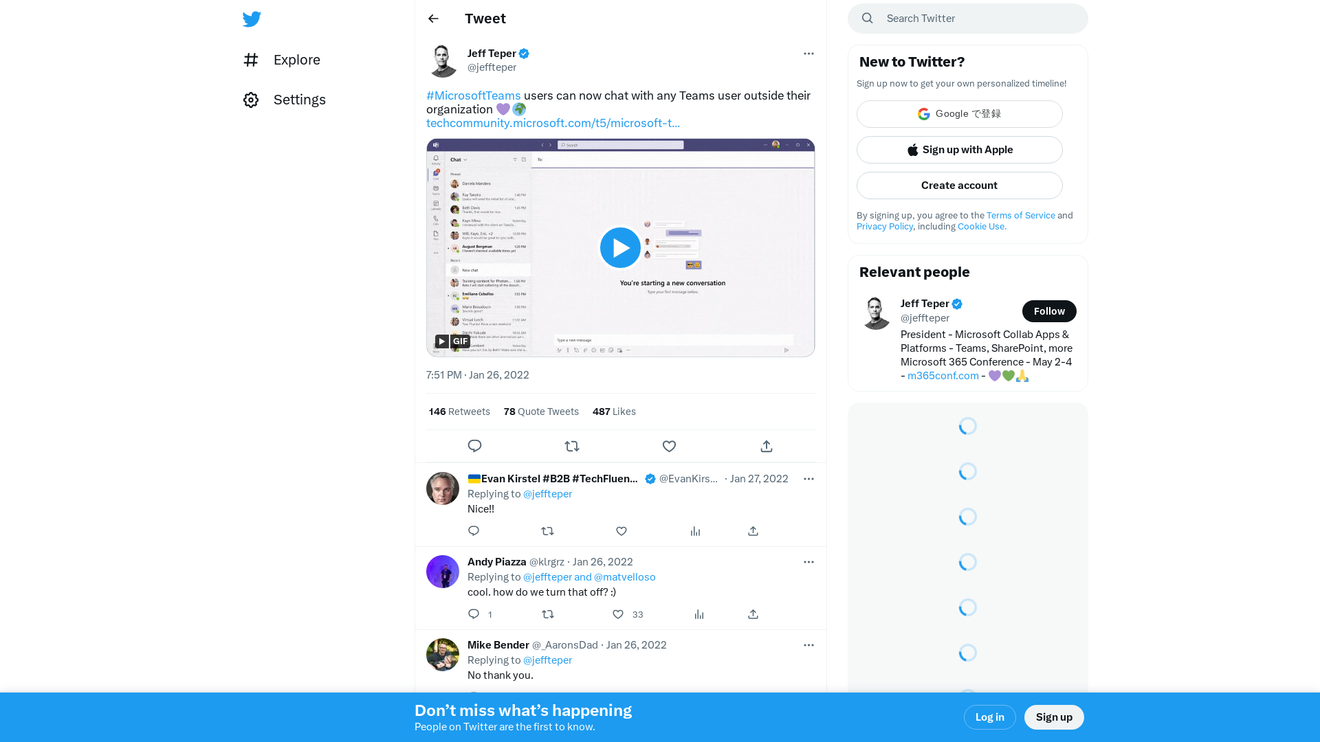 Jeff Teper on Twitter: "#MicrosoftTeams users can now chat with any Teams user outside their organization 💜🌍 https://t.co/mlFVV5Schc https://t.co/t419W4z55m" / Twitter