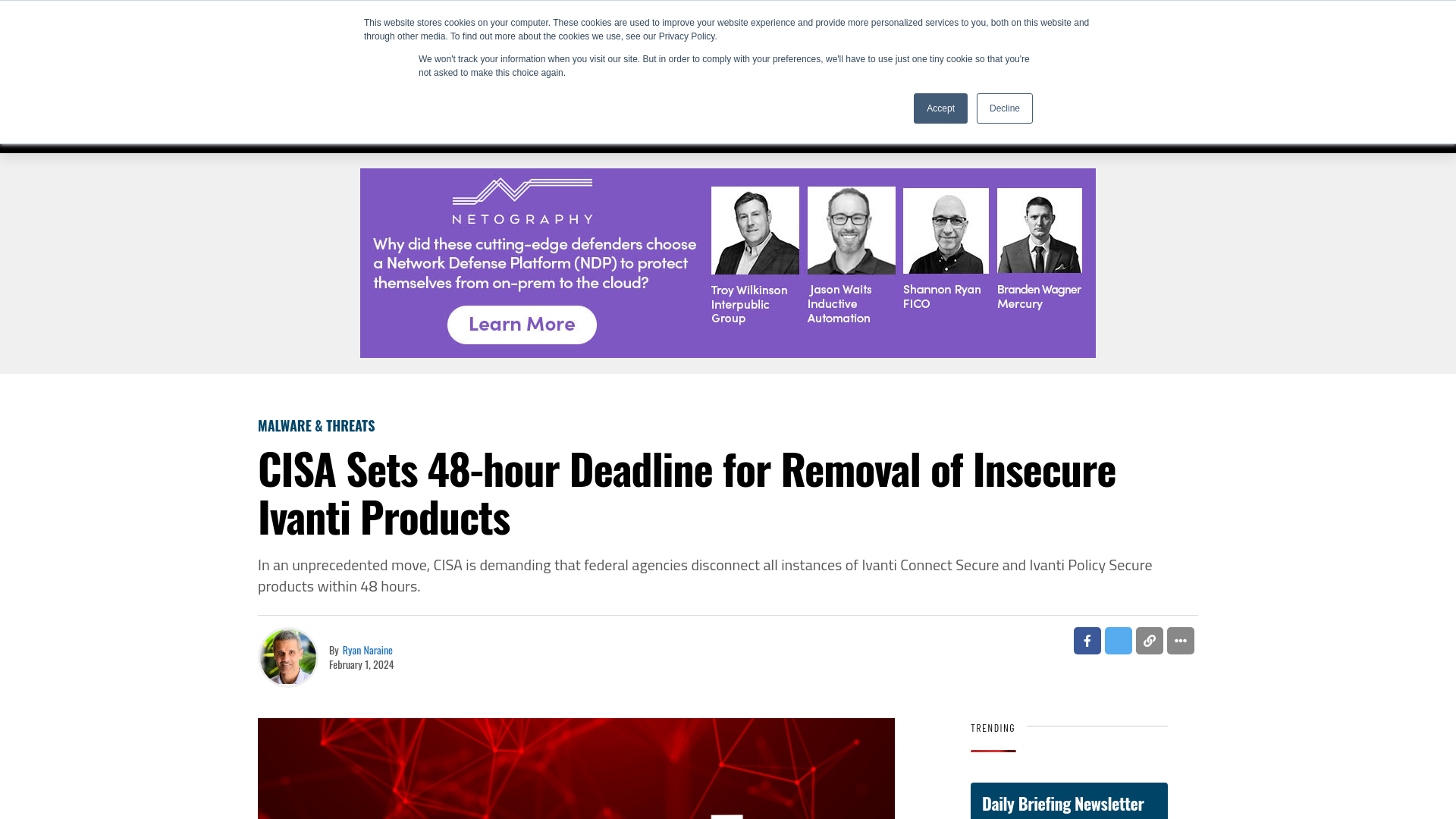 CISA Sets 48-hour Deadline for Removal of Insecure Ivanti Products - SecurityWeek