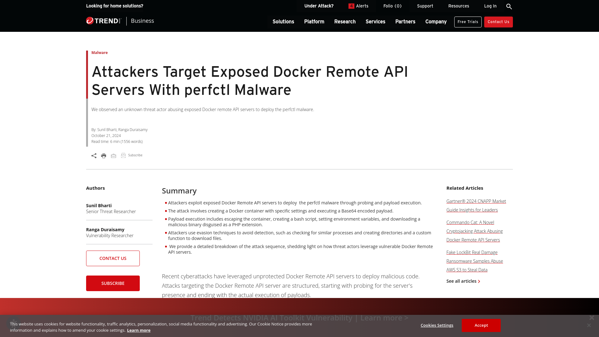 Attackers Target Exposed Docker Remote API Servers With perfctl Malware | Trend Micro (US)