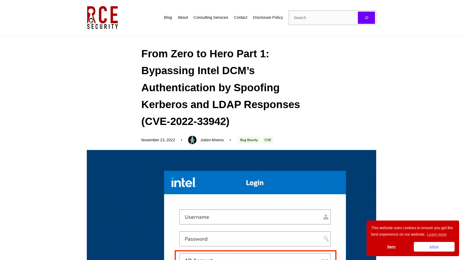 From Zero to Hero Part 1: Bypassing Intel DCM’s Authentication by Spoofing Kerberos and LDAP Responses (CVE-2022-33942) – RCE Security