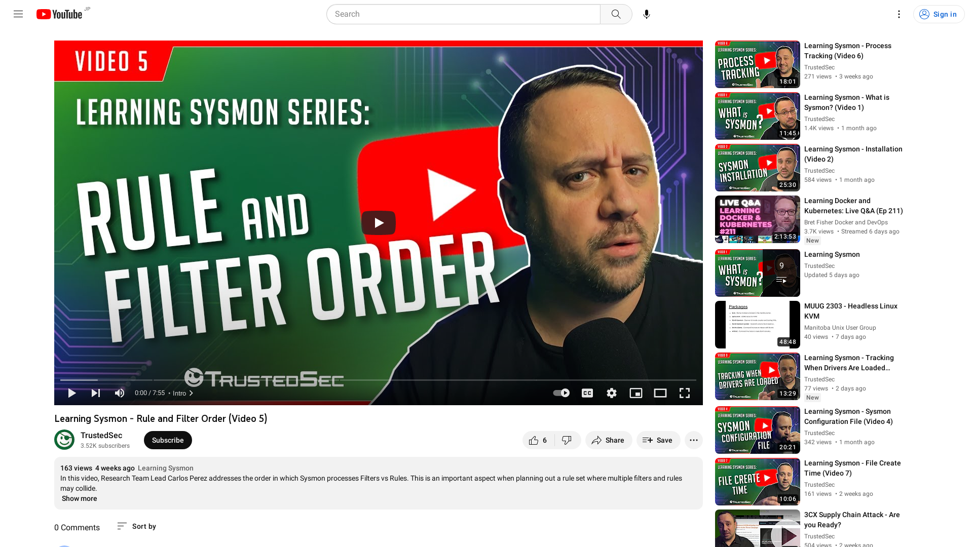 Learning Sysmon - Rule and Filter Order (Video 5) - YouTube